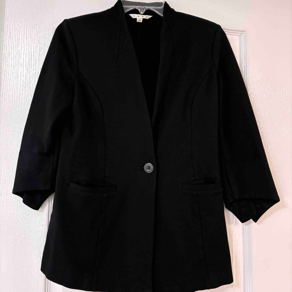 CAbi 3/4 sleeve Black jacket with shoulder pads.  Size 2